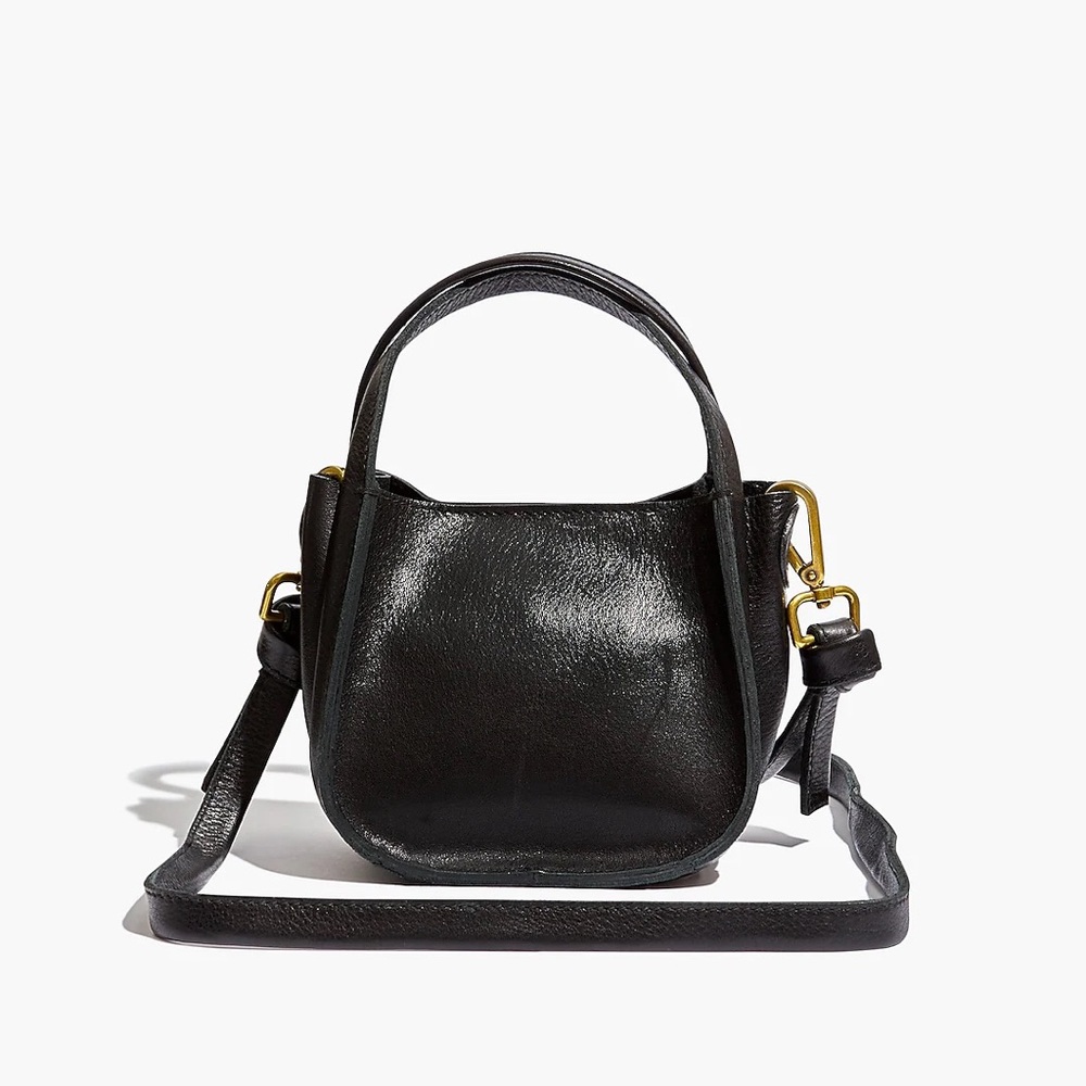 madewell micro Sydney crossbody black leather bag